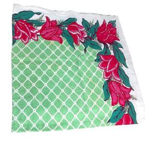 VTG 1940s 50s Floral Pillowcase Cottagecore Shabby Chic Lattice Cover 18x18
